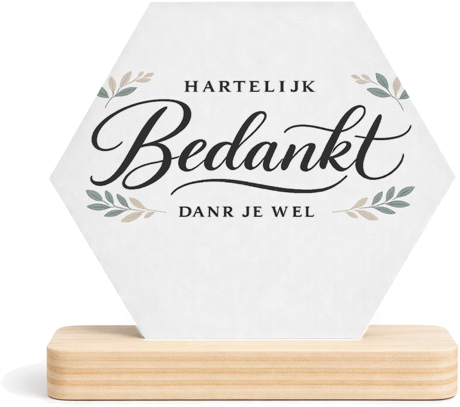 Mr Cadeautjes MDF fotolijst/inleg hexagon 14 x 13 - design Een krachtige waarderingsposter met botanische omlijsting ro | cadeau Wit