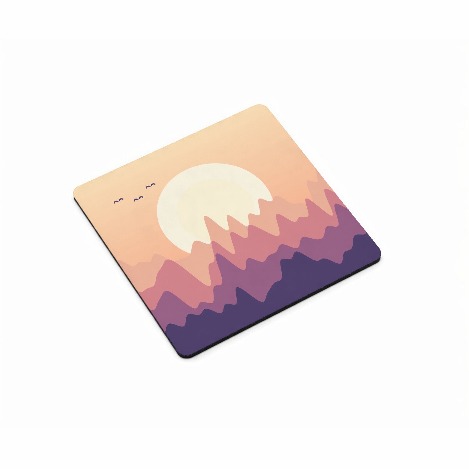 Mr Cadeautjes MDF magnetische fotolijst vierkant 9,5 - design Bergen bij zonsondergang | cadeau Wit