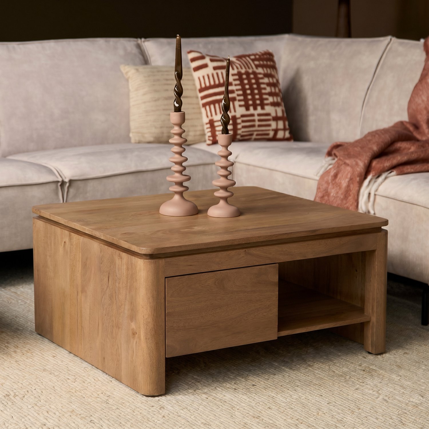 Starfurn Salontafel Dallas Naturel - Bruin - 80x80x40 cm
