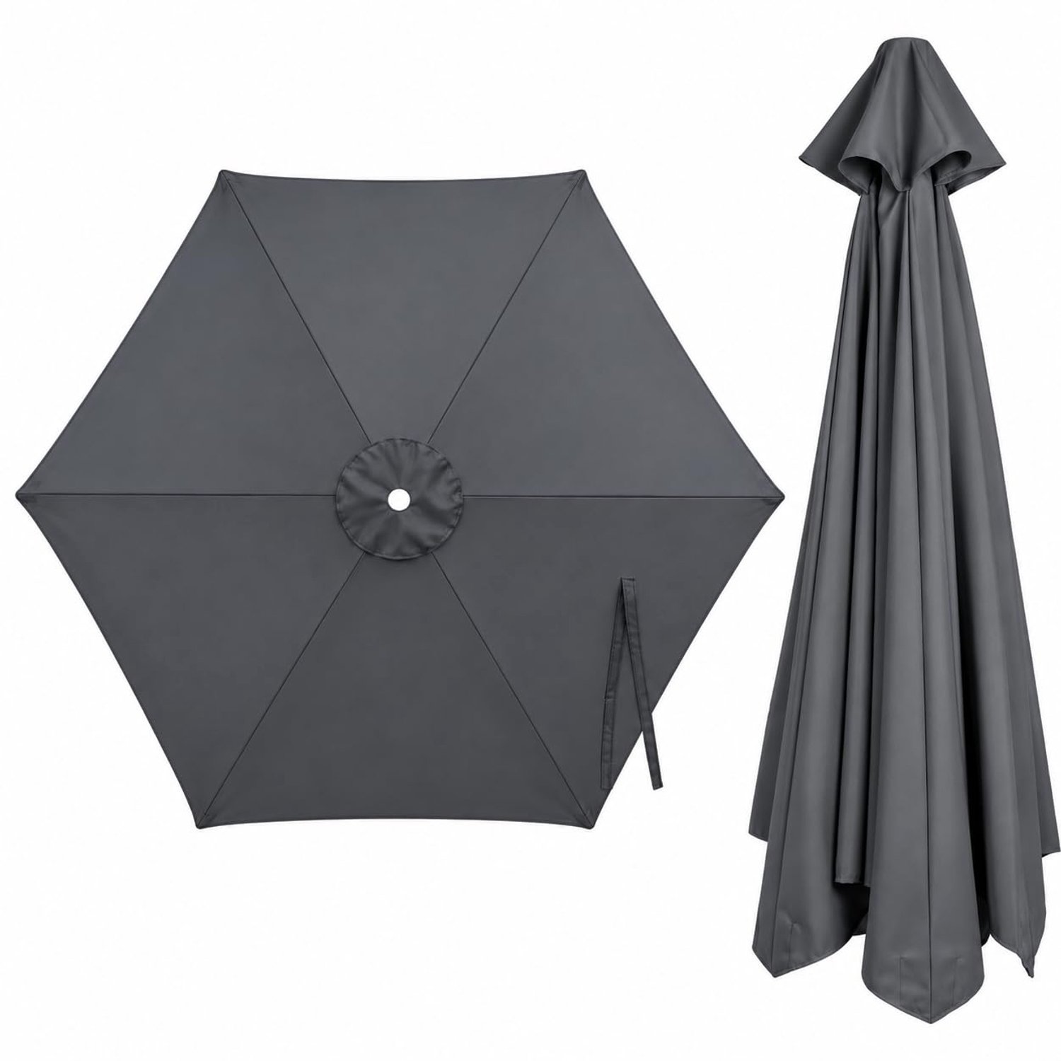 Famanu Vervangende parasolhoes van polyesterweefsel, geschikt voor binnenplaats, tuin, strand en zwembad, biedt bescherming tegen zon en lichte regen wit