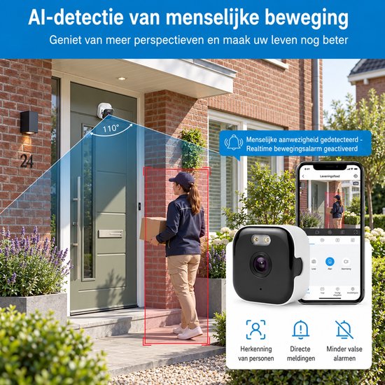 Raamcamera 2K voor Binnen naar Buiten - WiFi 2-4 en 5 GHz - Nachtzicht - Bewegingsdetectie - Tweeweg Audio - 24-7 Opname — afbeelding 4
