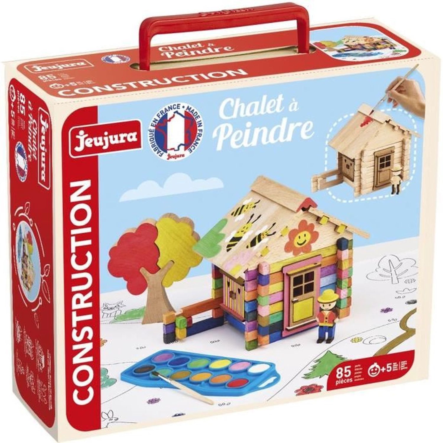 JEUJURA – 8096 – Constructiespeelgoed – Houten chalet – Verfbaar