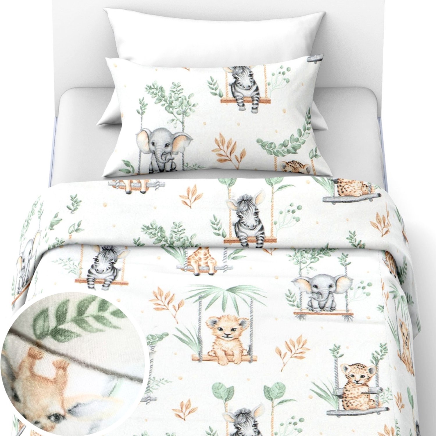 Flanellen kinderbeddengoed 100x135 + 70x80 cm, zacht en warm