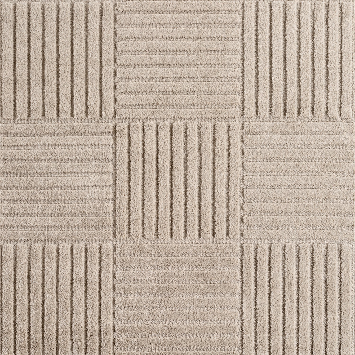 Moonay Kiyaro Kubo Vloerkleed Beige 240 x 340 cm - Japandi Scandinavisch - Geometrische Strepen - Hoog- en Laagpolig 3D