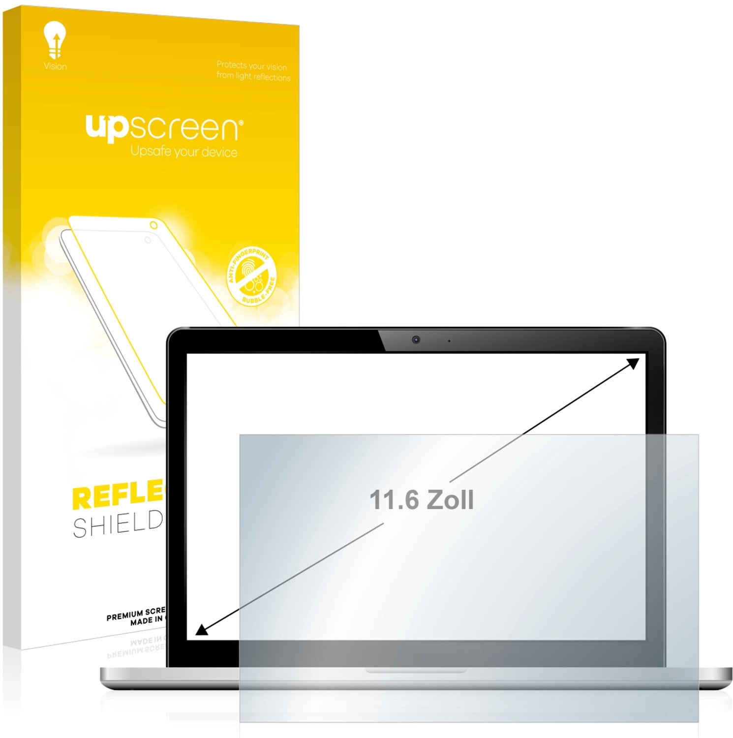 upscreen - Screenprotector voor Laptops met 11.6 inch-scherm [256 mm x 144 mm, 16:9] - Folie Beschermfolie anti glare matte
