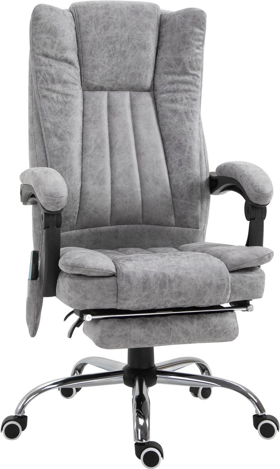 Vinona Bureaustoel met massage- en warmtefunctie - In hoogte verstelbaar - Met voetensteun en afstandsbediening - 62 x 67 x 113-120 cm - Grijs