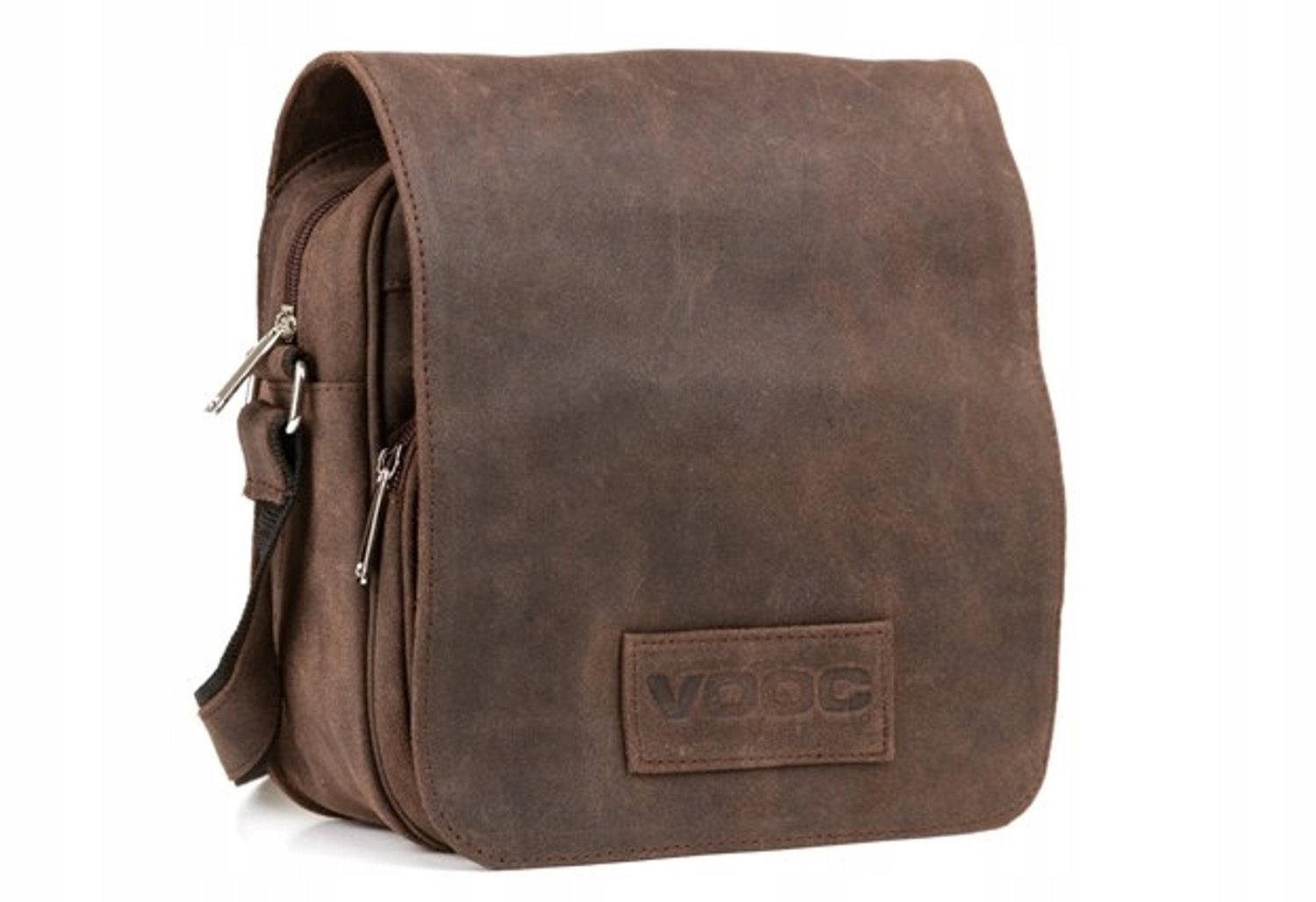 VOOC RDW7 Leren Schoudertas - Vintage Stijl, Uniseks, Bruin