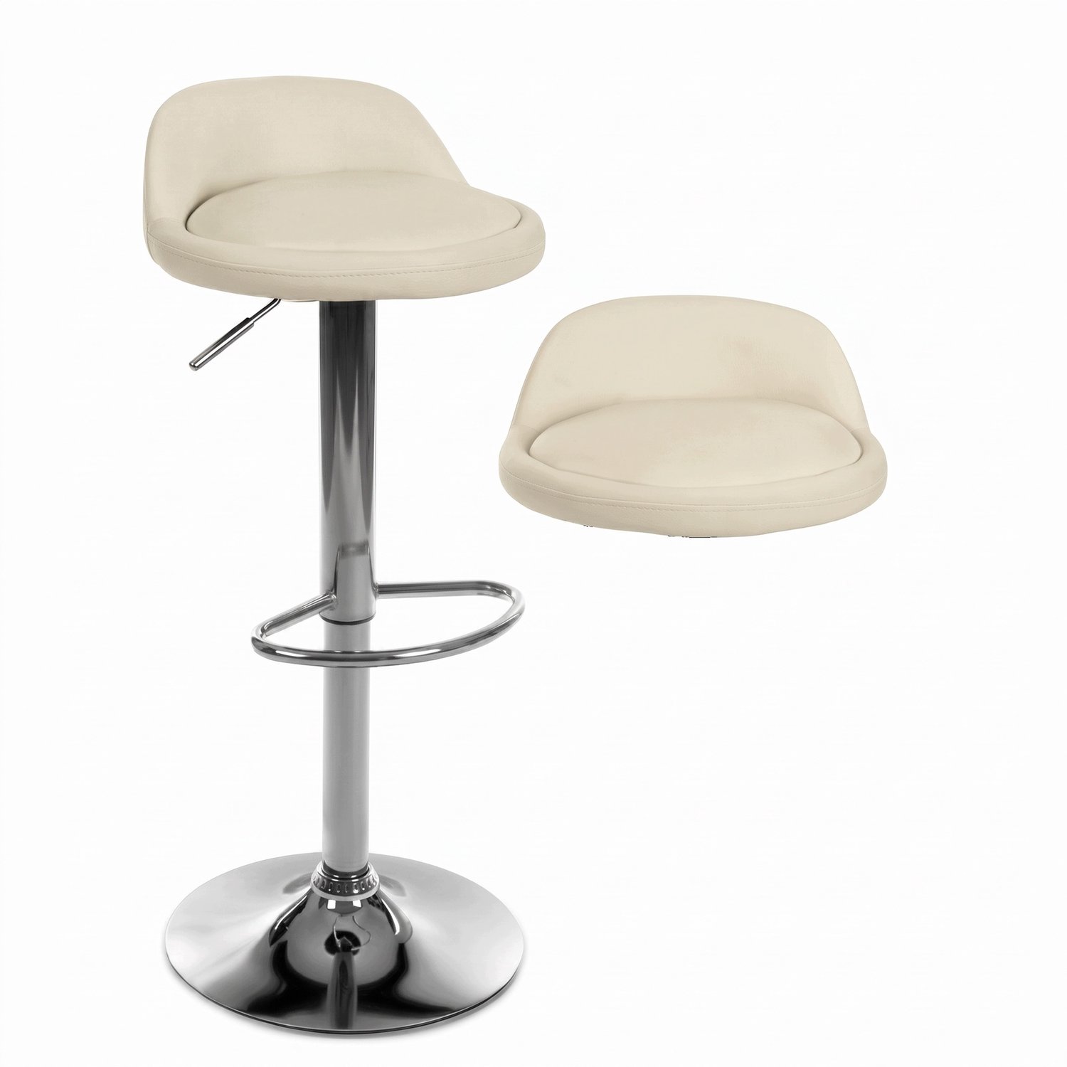 orio Draaibare Barstoel Eco-leer Beige, Verstelbaar, Chromen Poot