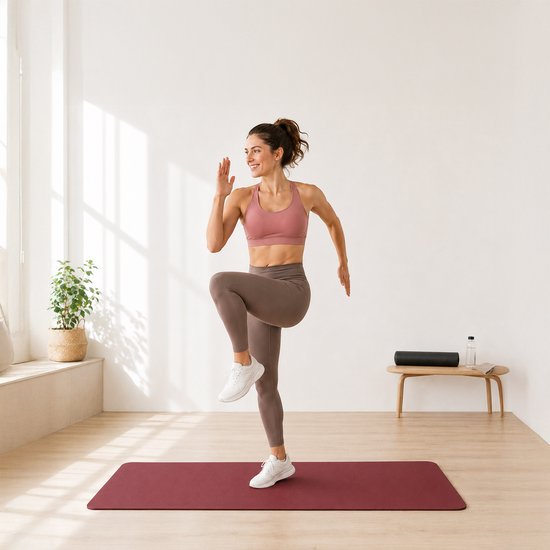 Yogamat antislip - 5 mm - donkerrood van Yogamat — afbeelding 3
