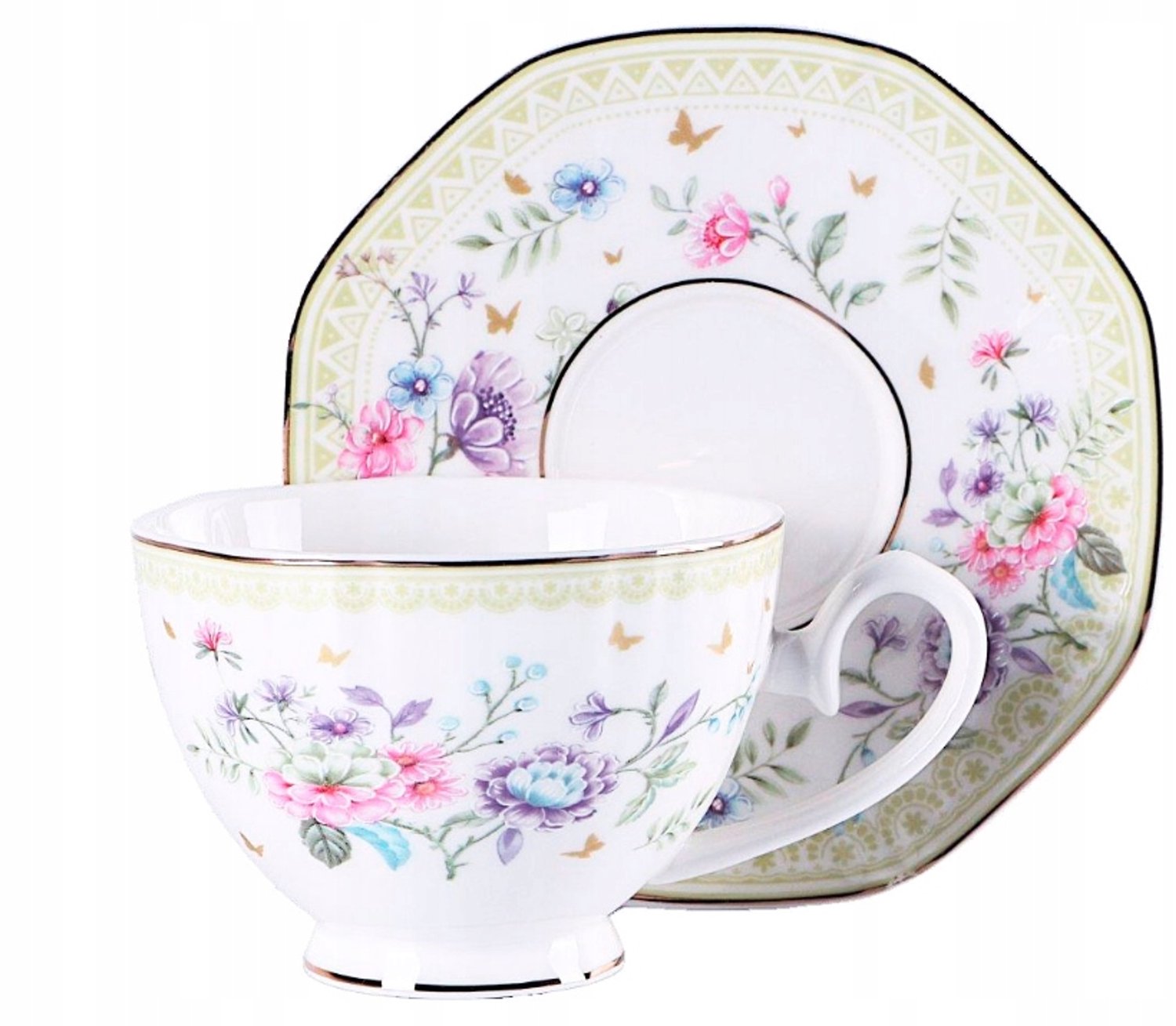 Veroni Joana Porseleinen Kopjes & Schotels Set (6x 260ml) - Cadeau