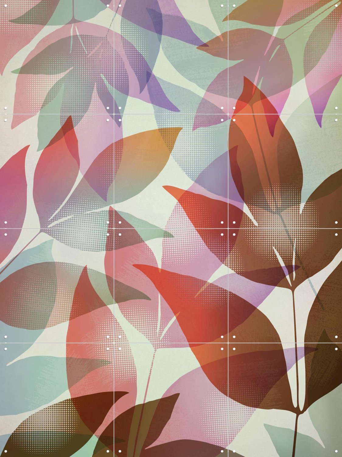 IXXI Translucent, Angelo Cerantola - 60 x 80 cm - Grote wanddecoratie en posters - Digitale Kunst, Woonkamer, Eetkamer, Trap, Gang, Natuur, Botanisch Paars / Bruin / Roze
