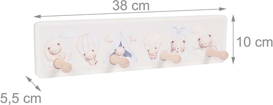 Kinderkapstok - 38 cm - 4 haken - natuur-wit — afbeelding 2