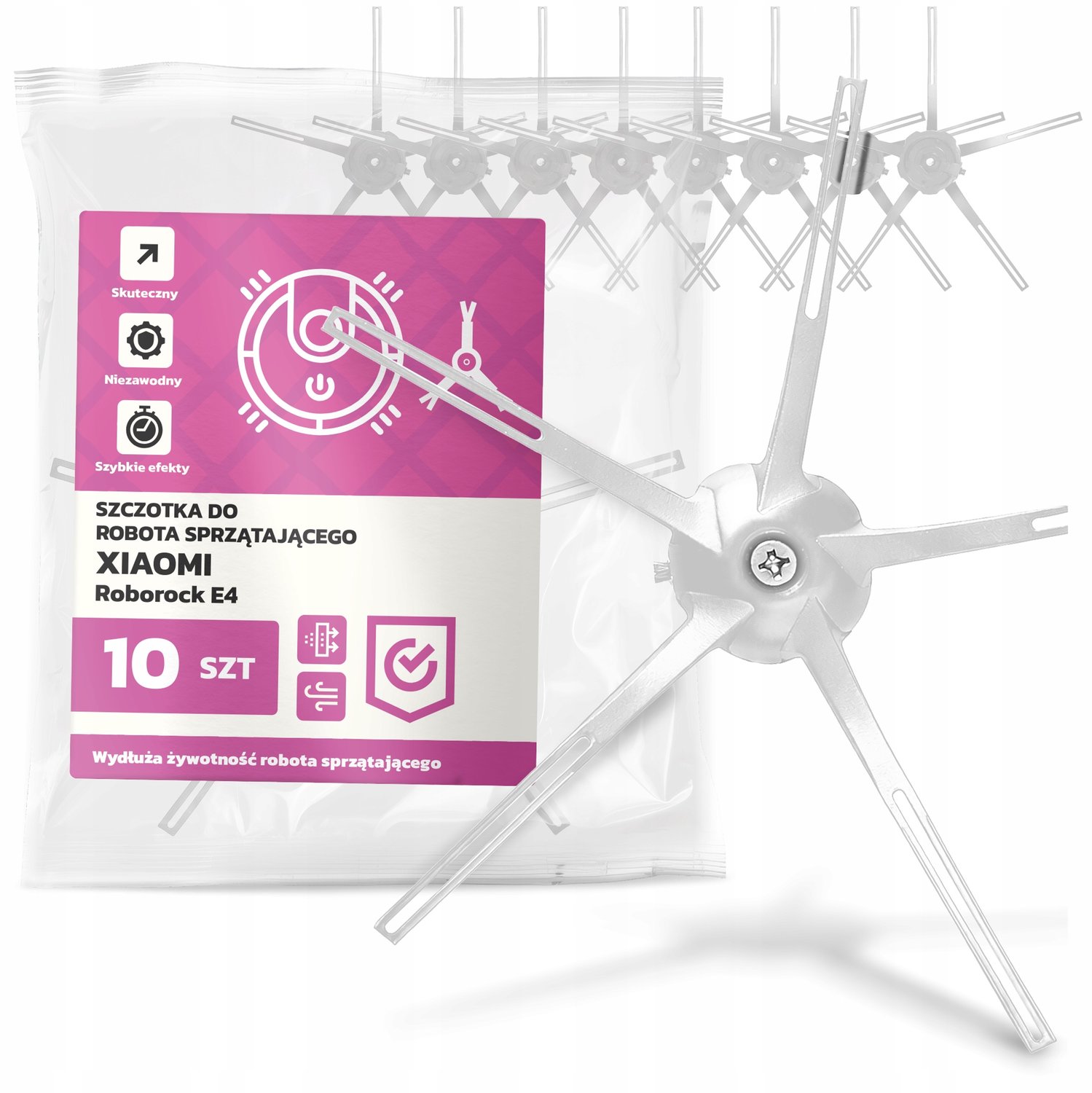 10x Zijborstel voor Xiaomi Roborock E4 Stofzuiger Robot - 5 Armen
