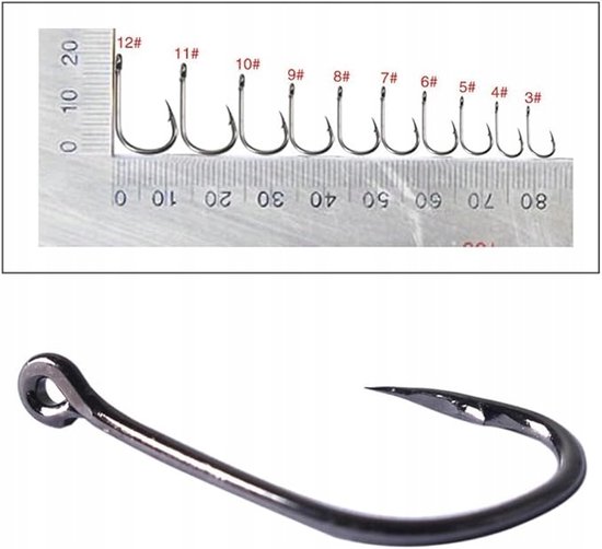 500 Vis Haken Set - Hoge Koolstofstaal - Maten 3-12# — afbeelding 4