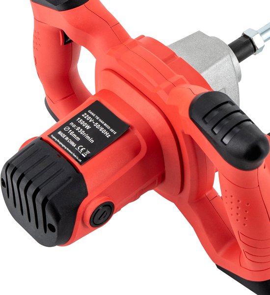 Betonmixer Elektrisch - 1500 W Vermogen - 6 Snelheden - 12 cm Mengkop - Rood - Draagbare Mortelmixer — afbeelding 3