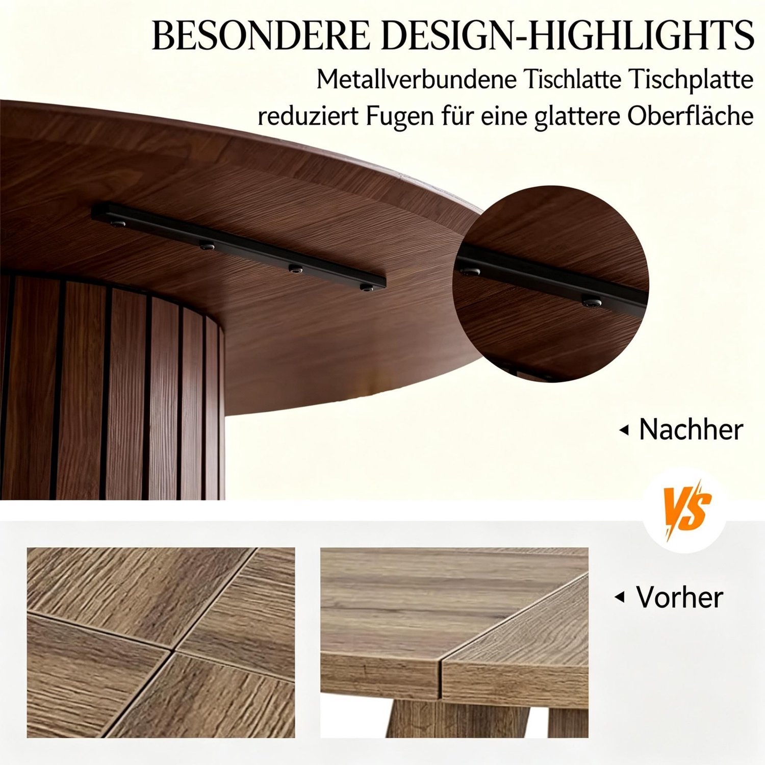 HAUSS SPOLE Ronde Eettafel Met Zuilvoet Voor 4 Tot 6 Personen Van Hout 120 x 120 x 76 Cm Donkerbruin Modern Minimalistisch