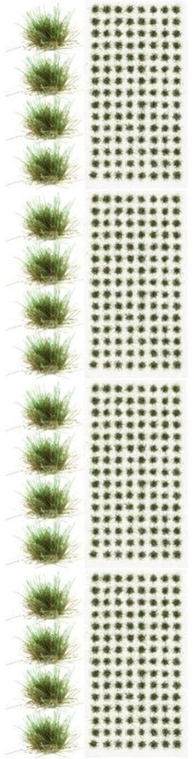 Miniatuur graspluimen - Kunstgrasclusters - Modelbouwdecoratie - Realistische uitstraling - 4 stuks - Groen