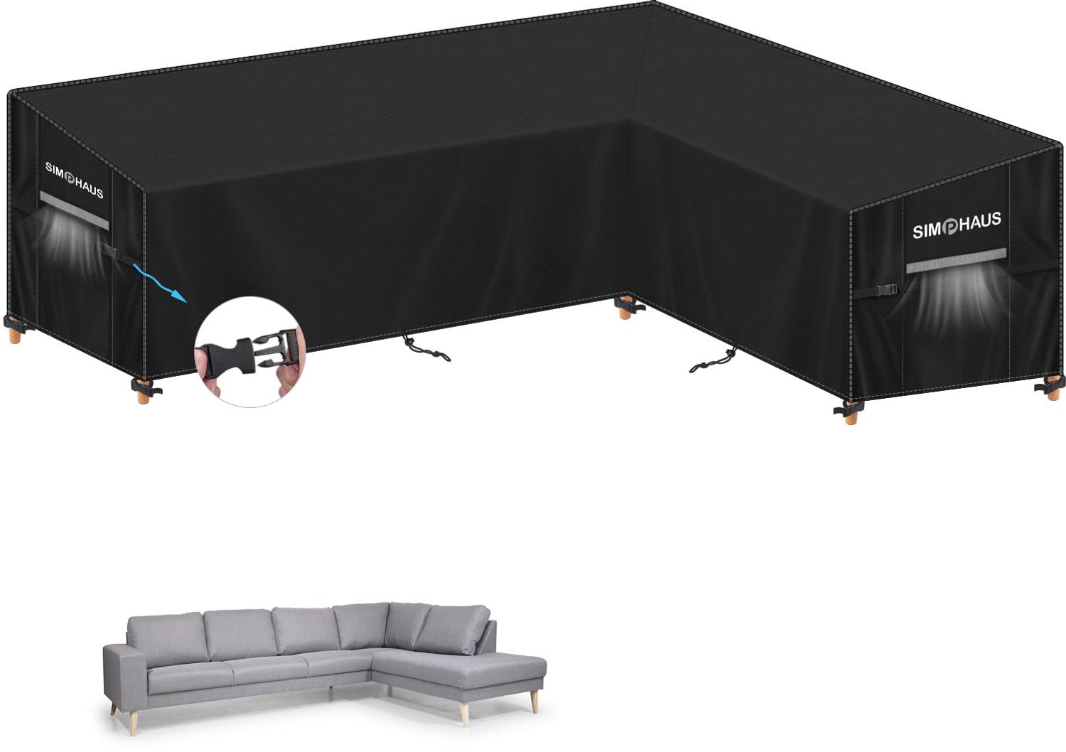 Famanu - Beschermhoes voor loungemeubelen - Bescherming tegen weersinvloeden - Waterdicht polyester - Grijs 1 stuk