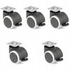 5x Zwenkwiel met Rem, 50mm, Rubber Gecoat, Merkloos