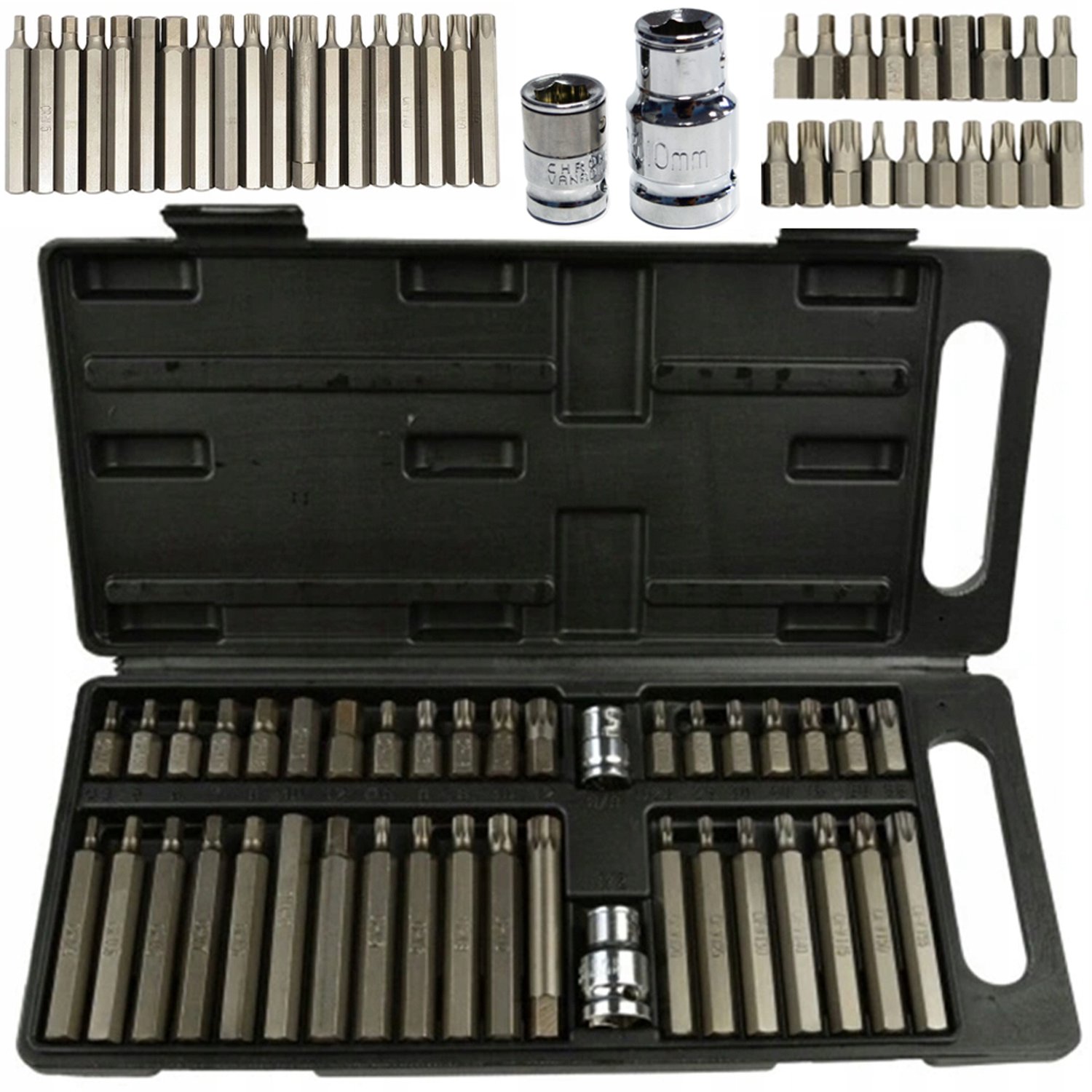 40-delige Bitset Torx, Spline & Inbus met Adapters 1/2" & 3/8"