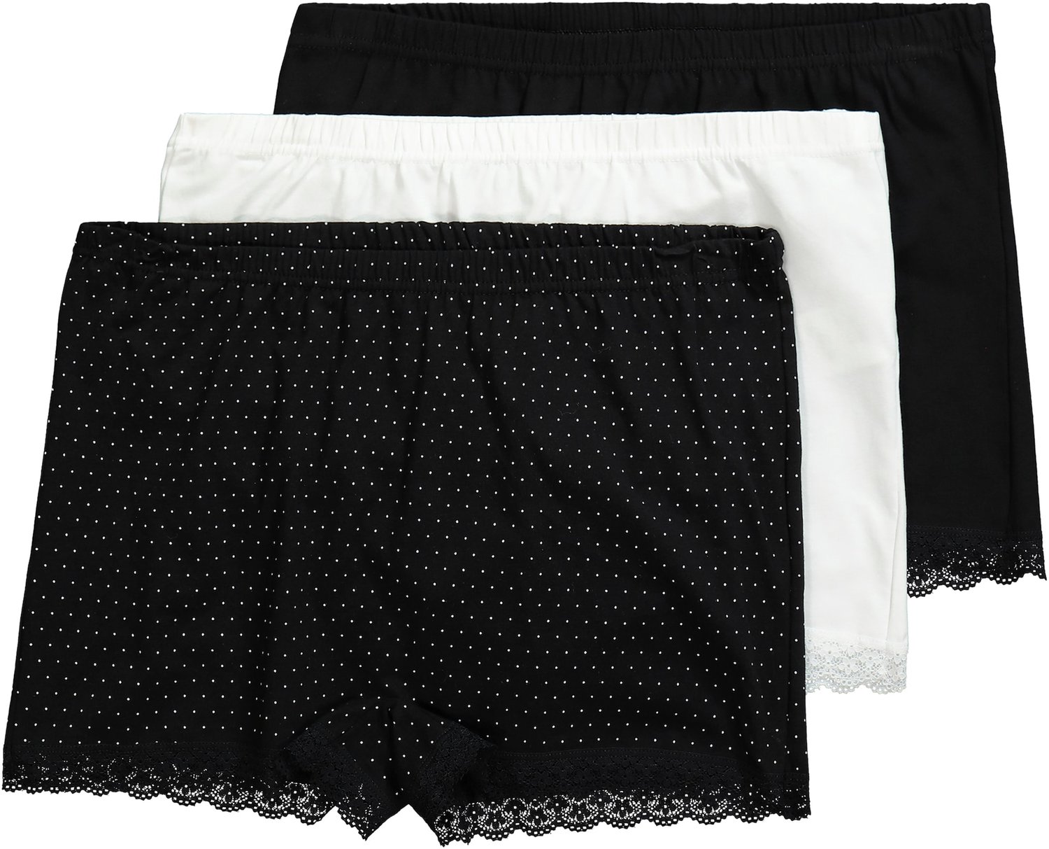 Ulla Popken - Dames - Panty's 3-pack kant stippen - Zwart - Maat 62+