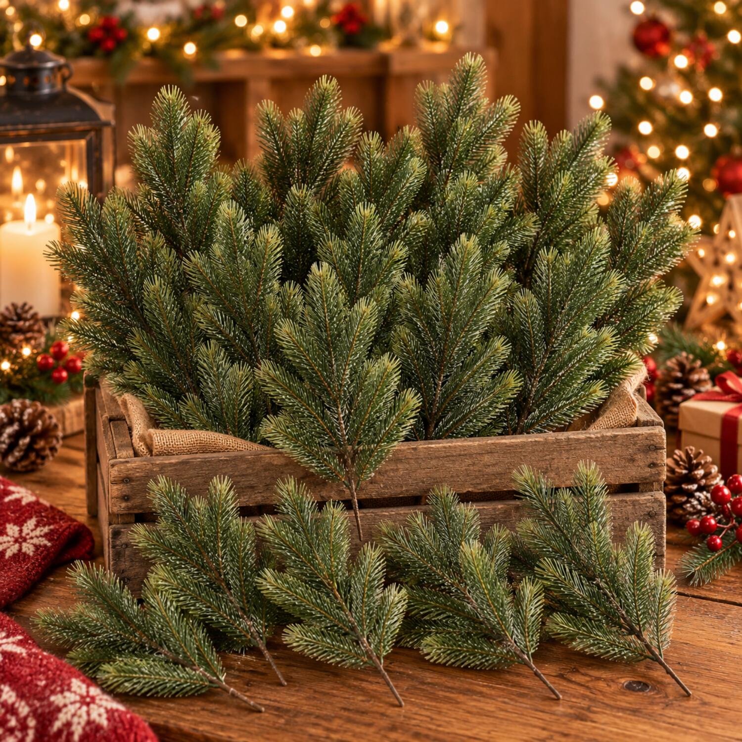 Decoris kersttak - 25x - groen - 66 cm - dennentak - kerstversiering - kerstdecoratie - kunsttak