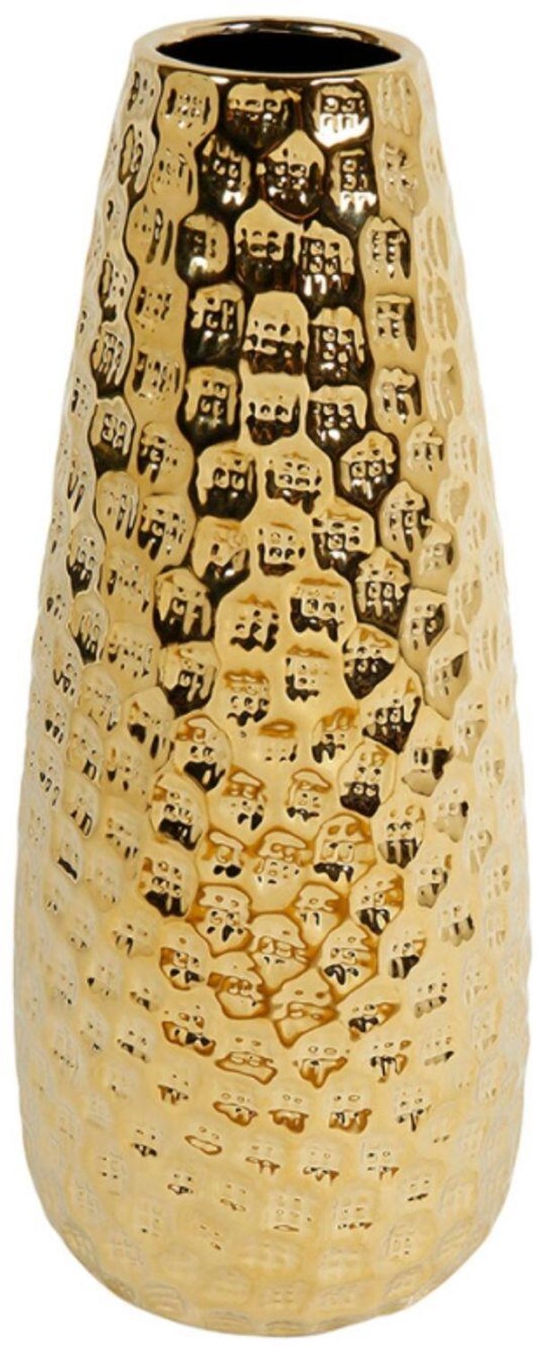 Ostaria Vaas - goud - relief design - keramiek - luxe bloemenvaas - 30 cm
