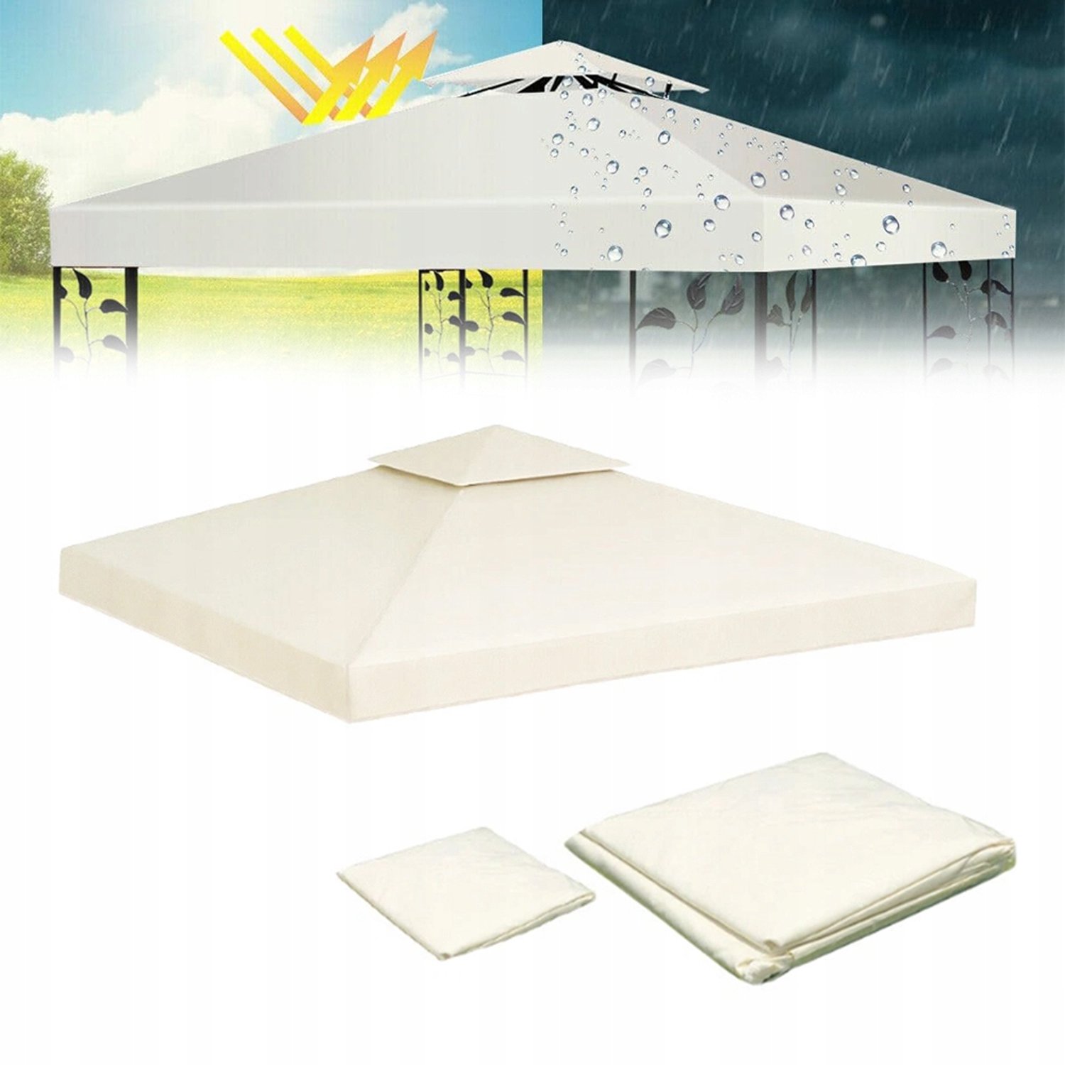 Beige Partytent Dak 300x300cm Waterdicht - Vervangend Dak