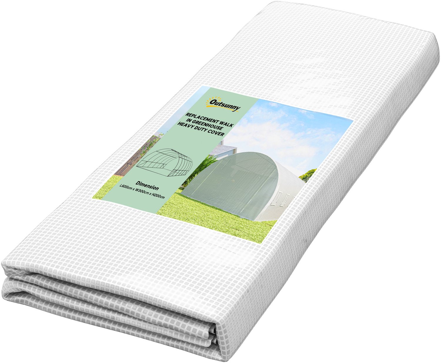 Sunona Vervangfolie voor tunnelkas - Met 12 ramen en deur - 600 x 300 x 200 cm - Wit