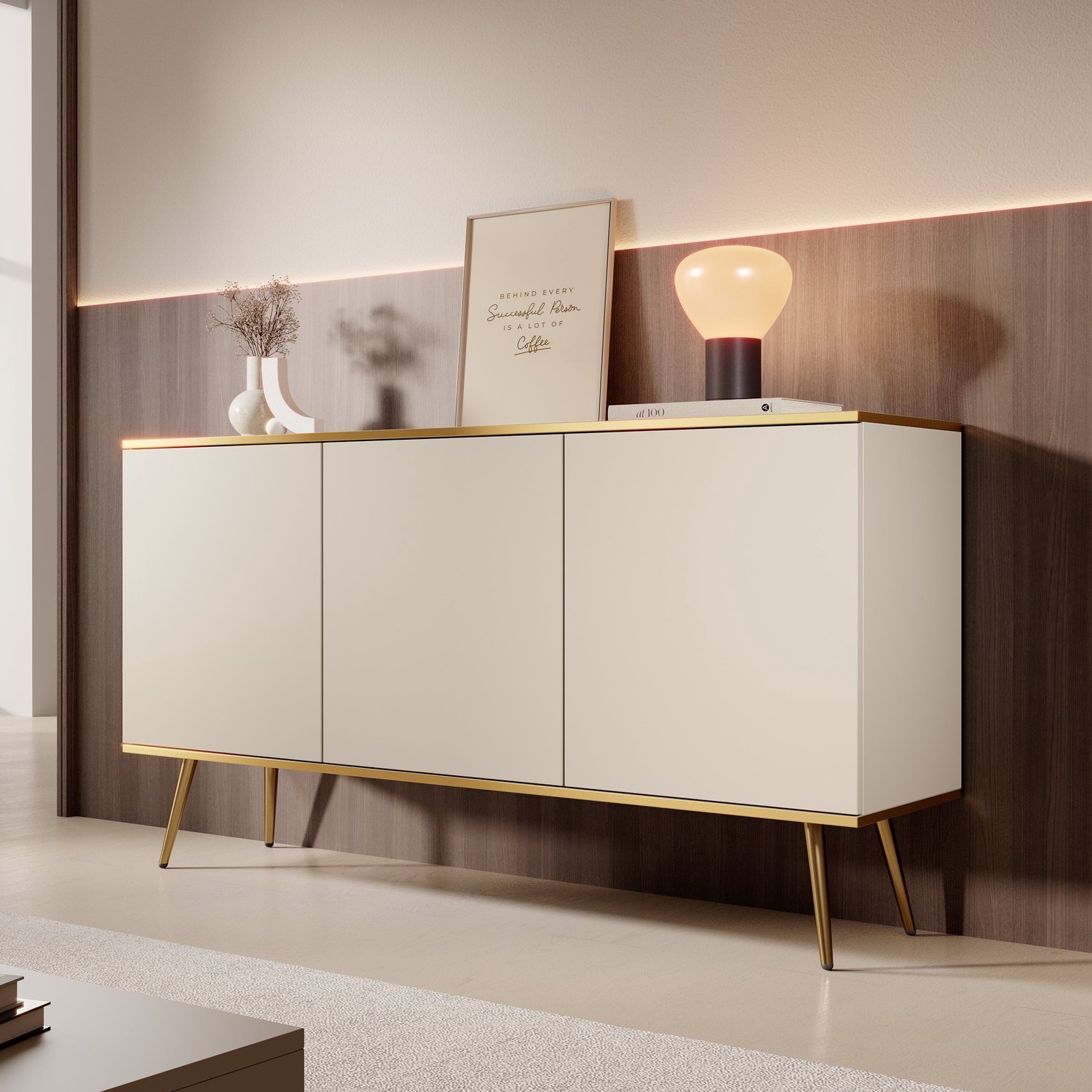 MEUBELLA Dressoir Orleans - Beige - 160 cm