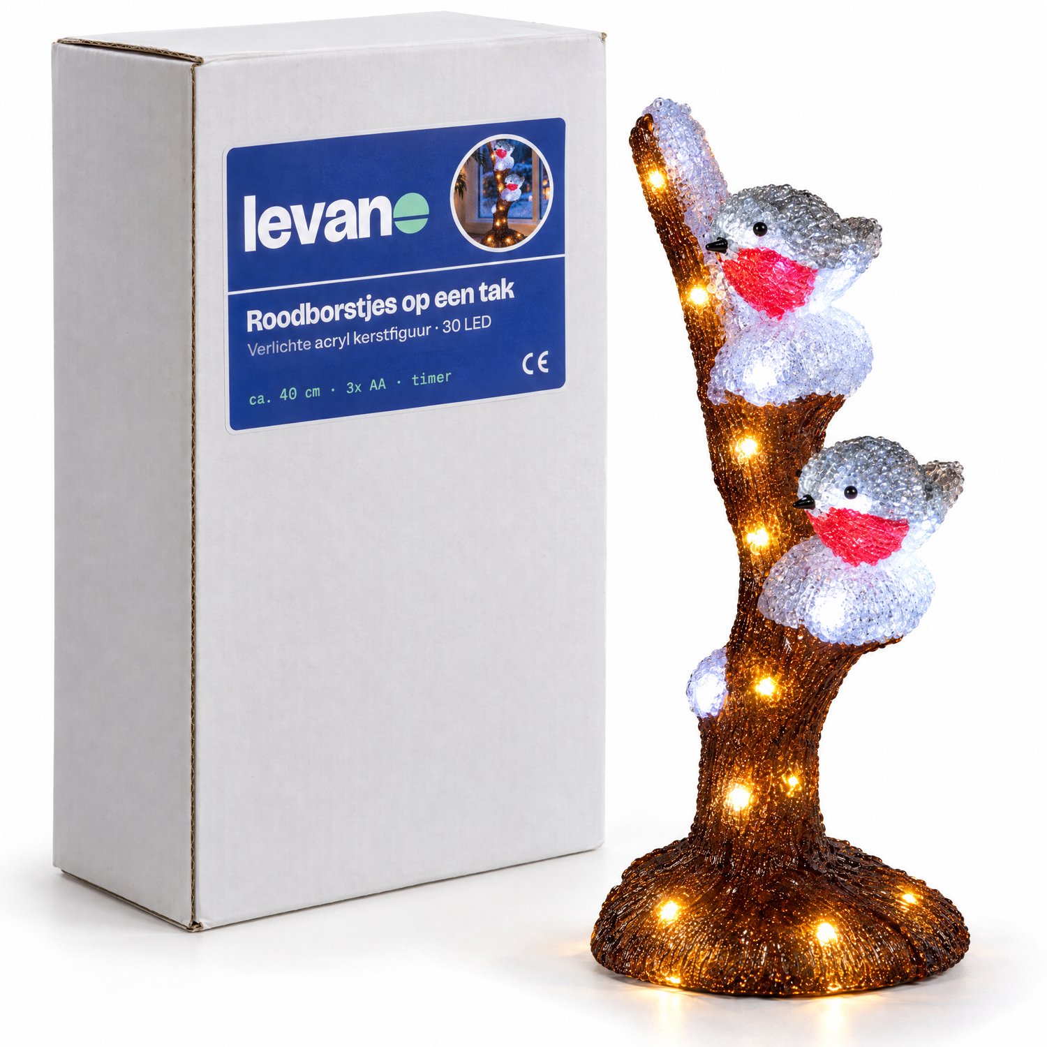 Levano Kerstverlichting Buiten Figuren - Kerstdecoratie voor Binnen en Buiten - Kerstverlichting op Batterij - Kerstlampjes met Timer - Kerstbeeldjes - Kerst Vogels op Tak - Kerst Tuin Decoratie - Acryl Kerstfiguur met LED - Sfeerverlichting – foto 8