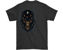 Hert Shirt – Mystieke Hert met Sterren en Maan – Unisex T-Shirt voor Dames & Heren – Origineel Cadeau