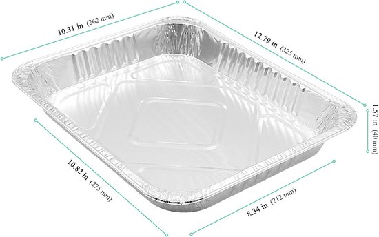 Grote Aluminium Grillschalen - 2200 ml - 32,5 x 26,2 x 4 cm - Wegwerp Schalen voor Barbecue en Catering - Perfect voor Feestjes — afbeelding 2