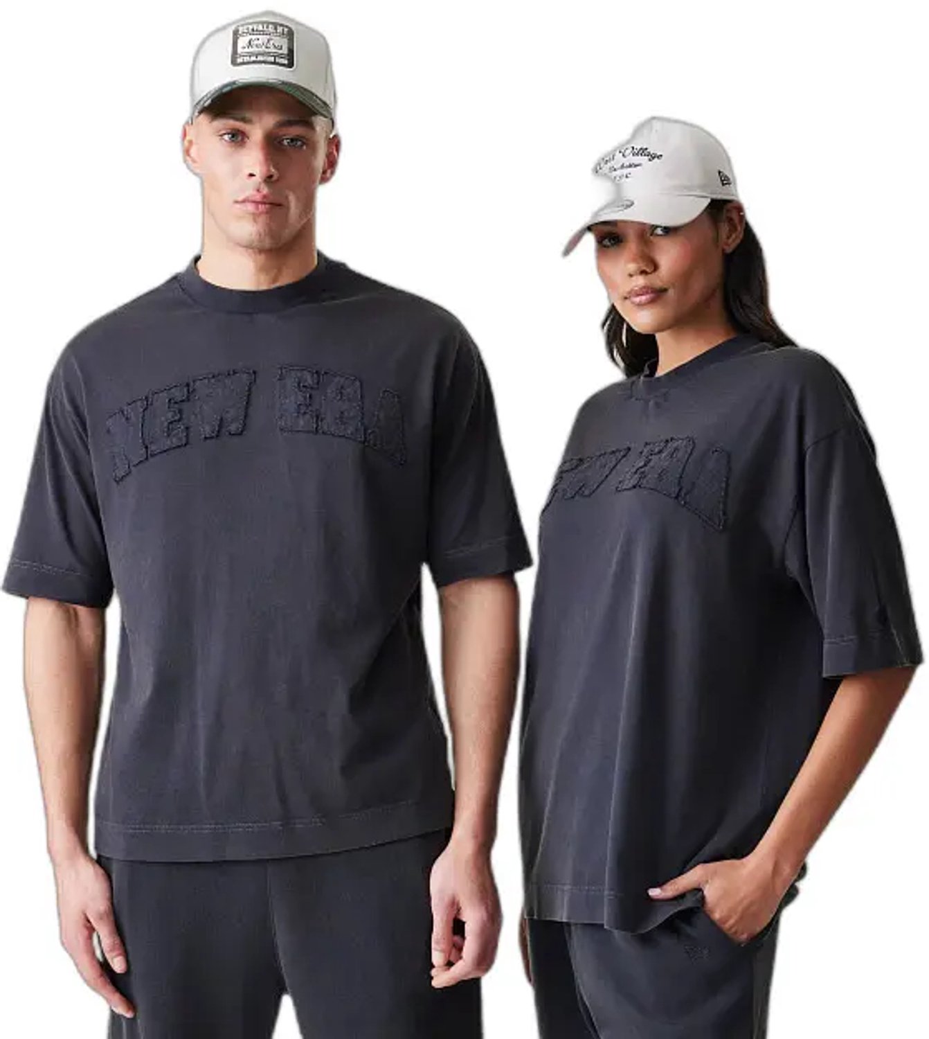 Oversized T-shirt New Era washed Zwart