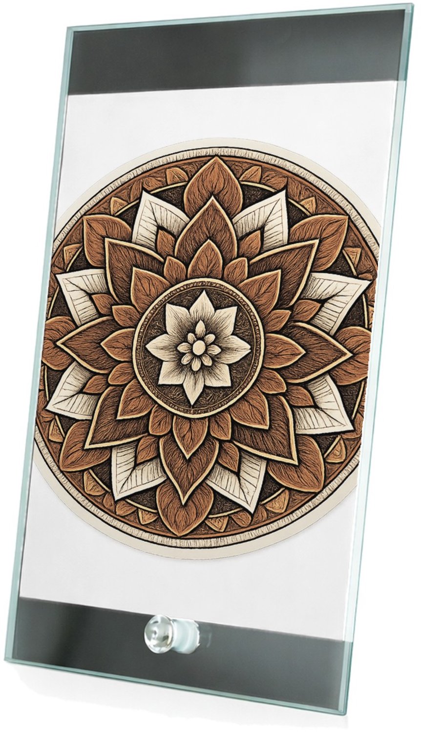 Mr Cadeautjes Glasframe 15 x 23 - design Ronde set met een stilistisch botanisch kompasmotief | cadeau Wit