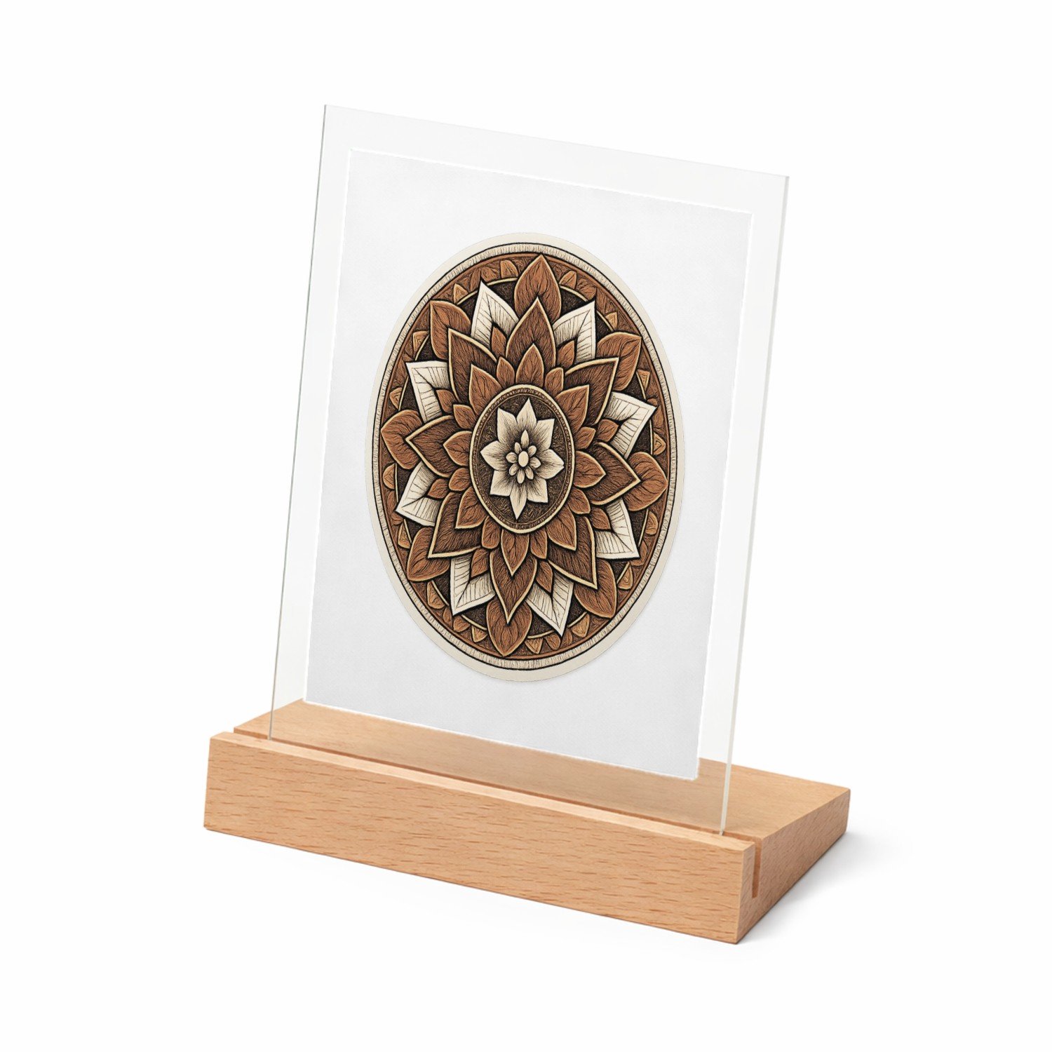 Mr Cadeautjes Glasframe met vaste tekst - design Ronde set met een stilistisch botanisch kompasmotief | cadeau Wit