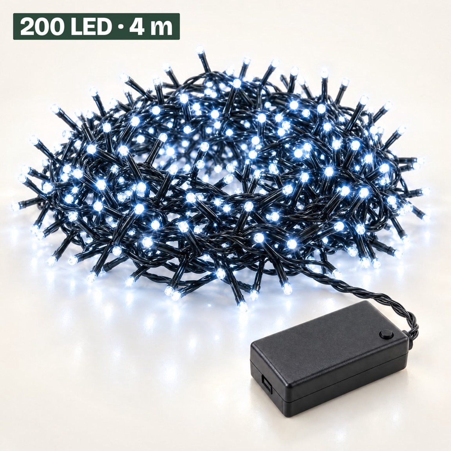 Levano Kerstverlichting Wit 200 LED 4 m - Kerstverlichting op Batterij - Clusterverlichting Kerstboom - Lichtsnoer Binnen - Kerstlampjes - LED Lampjes op Batterijen - Lichtslinger - Kerstboomverlichting - 8 Lichtfuncties - Timer