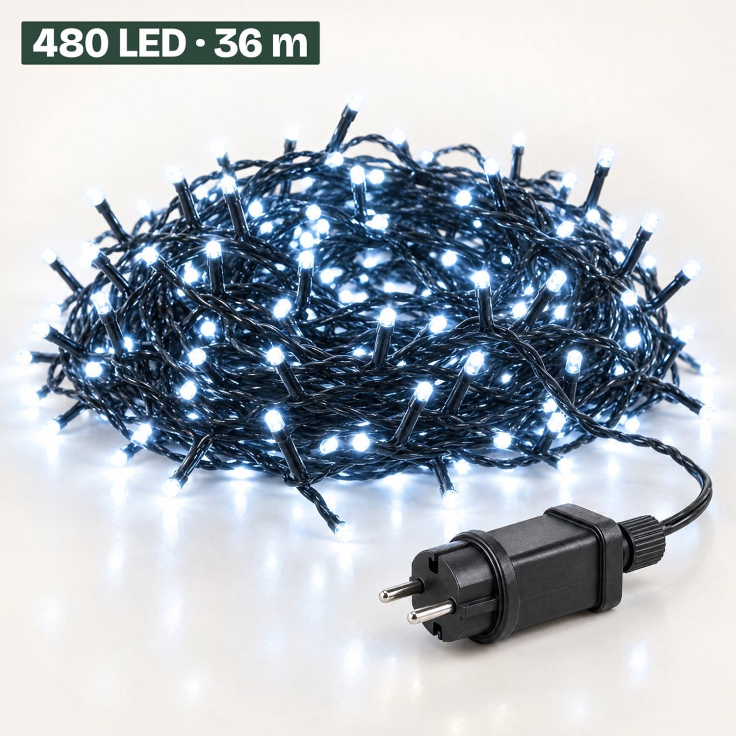 Levano Kerstverlichting Buiten 480 LED 36 m Koud Wit - Lichtsnoer voor Binnen en Buiten - Kerstlampjes met Stekker - Kerstboomverlichting - Lichtslinger - Kerstlichtjes - Lichtketting - Kerstversiering - Timer - Lichtfuncties - Geheugen