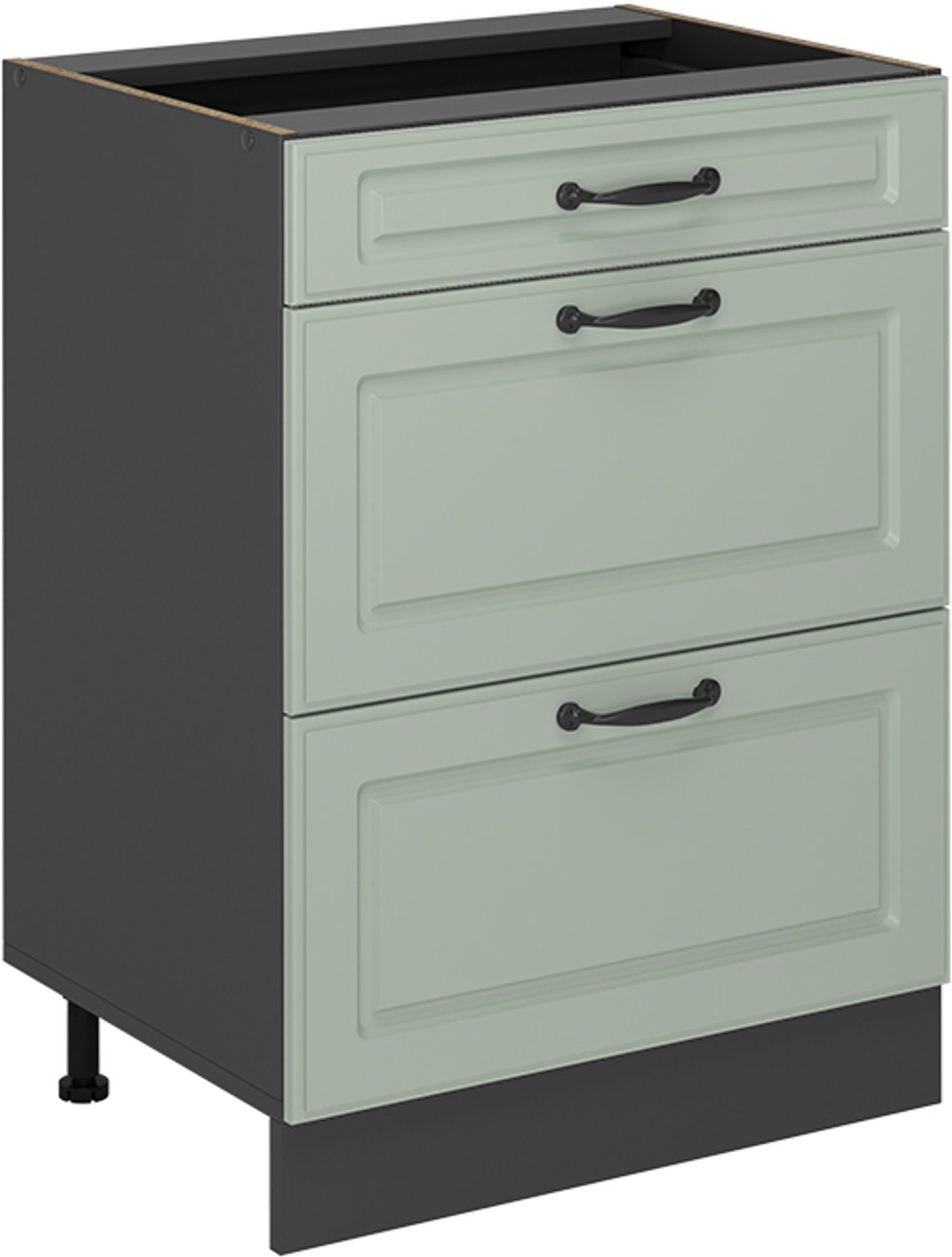 Vicco Keukenonderkast R-Line, Mint landelijk/Antraciet, 60 cm met laden zonder werkblad