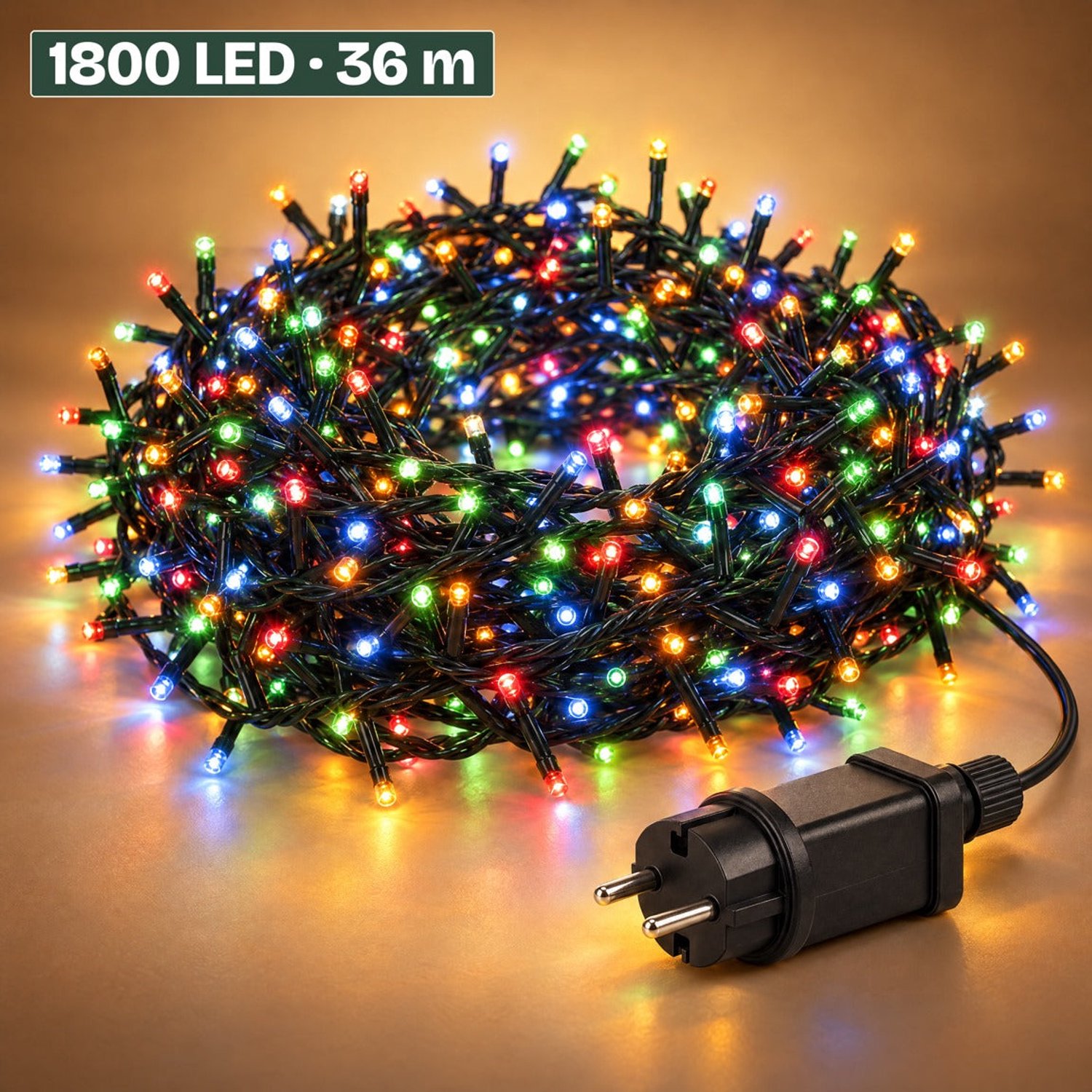 Levano Kerstboomverlichting 1800 LED 36 m Multicolor - Kerstverlichting Buiten - Lichtsnoer Buiten - Kerstlampjes - LED Lampjes - Lichtslinger - Clusterverlichting - Kerstverlichting Binnen - Lichtsnoer Tuin - Verlichting Schutting