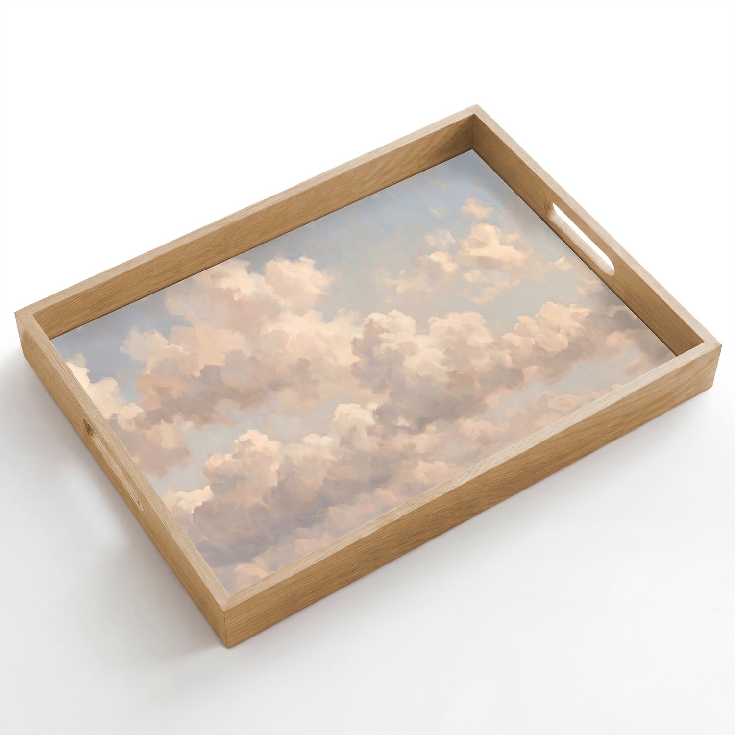 Dienblad hout 50x35 cm - Schootdienblad - Wolken - Zacht - Natuur - Klassiek - Beige - Borrelplank rechthoek - Plateau dienbladen