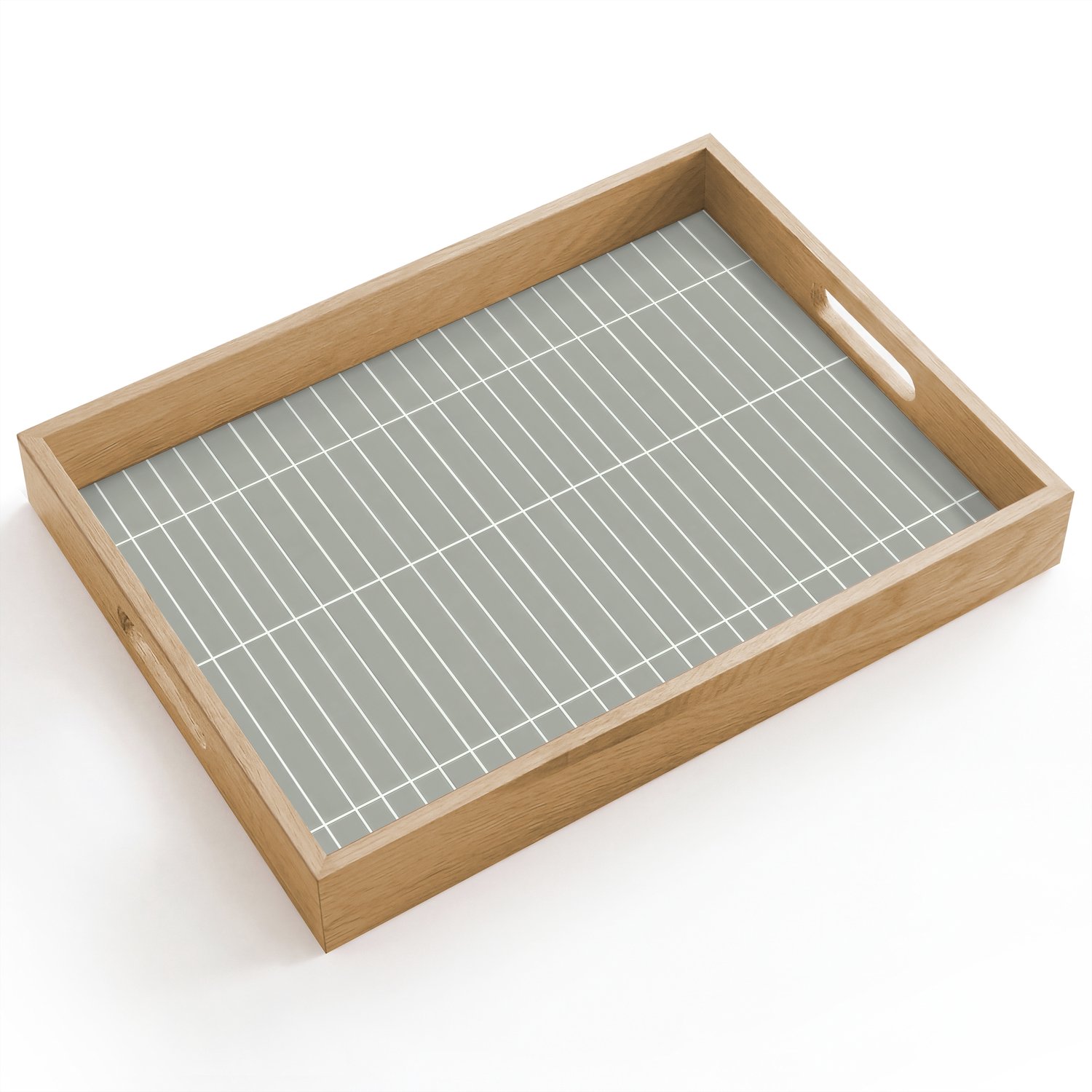 Dienblad hout 40x30 cm - Schootdienblad - Wandtegel - Verticaal - Lichtgrijs - Borrelplank rechthoek - Plateau dienbladen