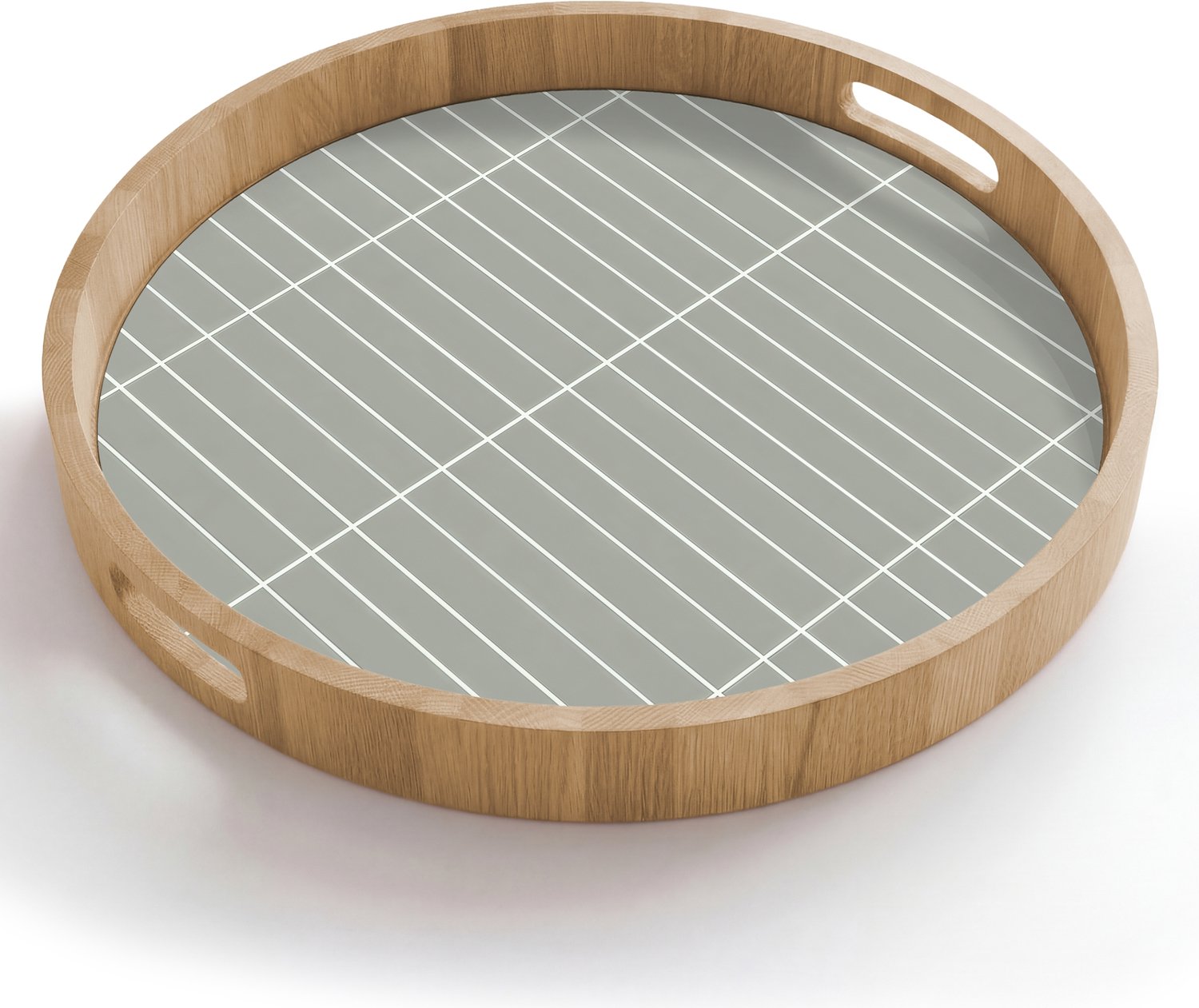 Dienblad rond 50x50 cm - Schootdienblad hout - Wandtegel - Verticaal - Lichtgrijs - Borrelplank rechthoek - Plateau houten dienbladen