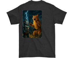 Kat Shirt – Catzilla vs Robot – Apocalyptische Outfit – Unisex T-Shirt voor Dames & Heren – Origineel Cadeau