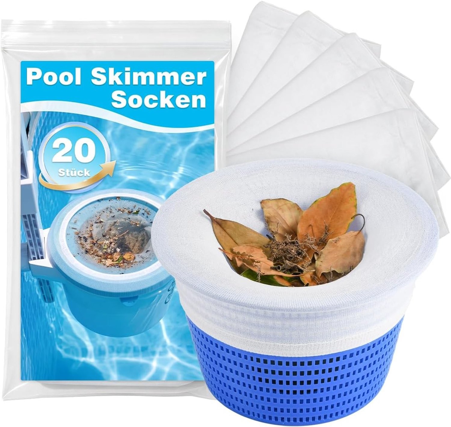 Pool skimmer sokken, set van 20, 30% dikker en duurzaam, ideaal voor zwembadonderhoud en vuilverwijdering