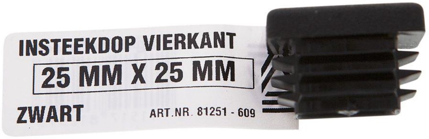 Deltafix insteekdop vierkant zwart 25 mm x 25 mm 1 st.