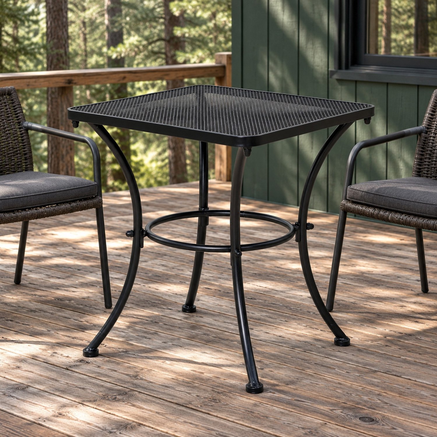 CHICFURN Bijzettafel - mesh tafelblad - metalen frame - zwart