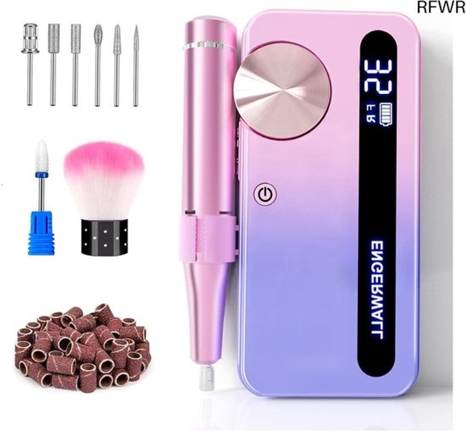 Elektrische Nagelfrees - Nagelvijlset - Manicure en Pedicure - Draadloos 35000 RPM - 10 Uur Batterij - Blauw Roze