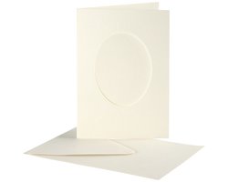 Creativ Company Passepartout karton ovaal karton formaat 10.5x15 cm envelope formaat 11.5x16.5 cm off-wit 10 set/ 1 verpakking