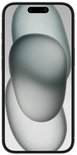 Zwarte smartphone met een abstracte, grijze achtergrond op het display.